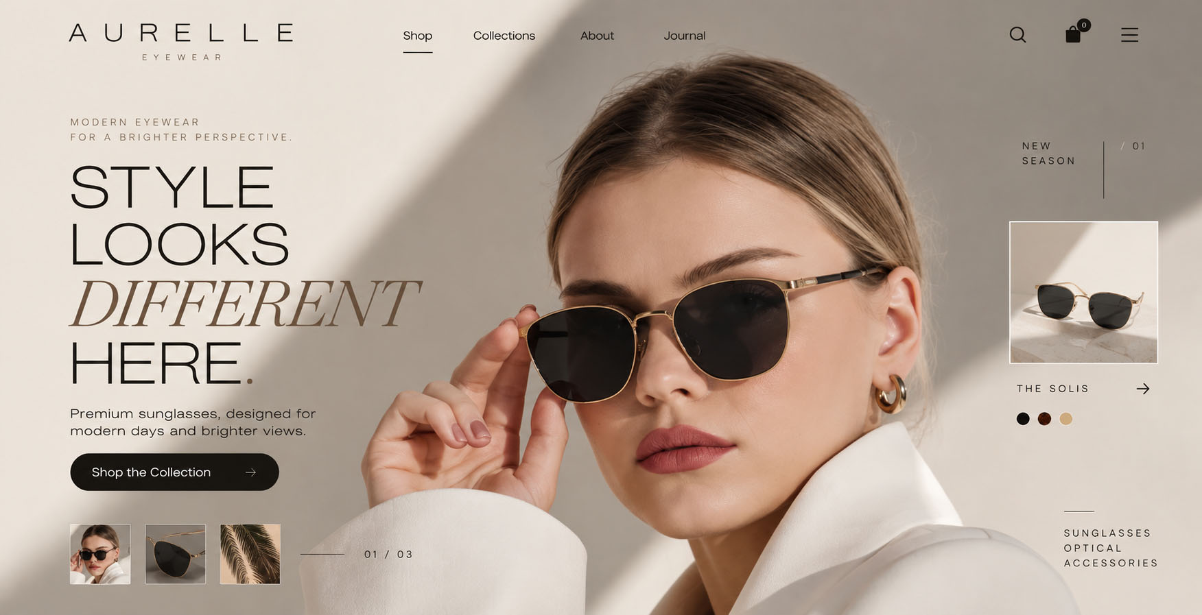 Aurelle Eyewear website design